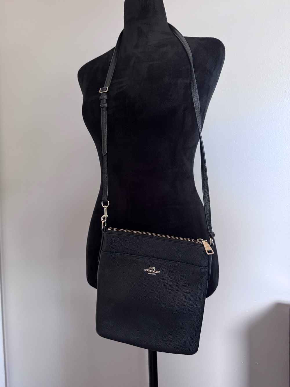 Coach Black Crossbody with Gold-Tone Logo Detail